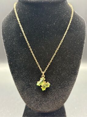 Claire's Gold  tone Necklace with Lime Green Butterfly Charm